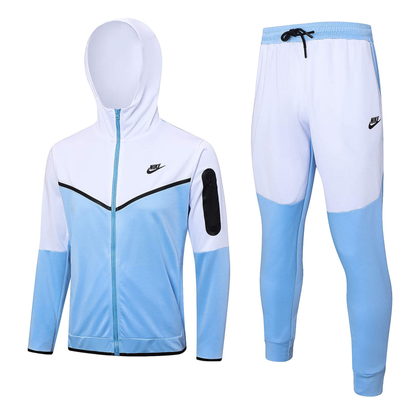 Conjunto Nike Sportswear Tech Fleece - Agasalho e Calça - Azul e Branco