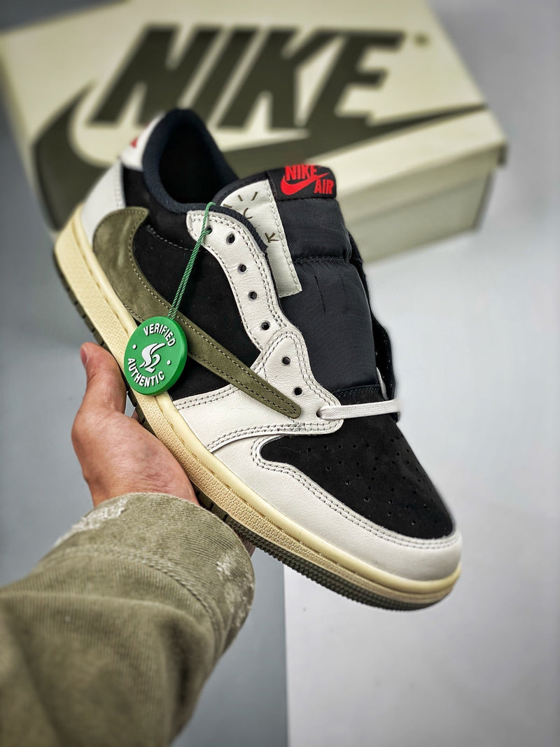 Tênis Travis Scott x Nike Air Jordan 1 Low 'Olive' - Rei da Pelada