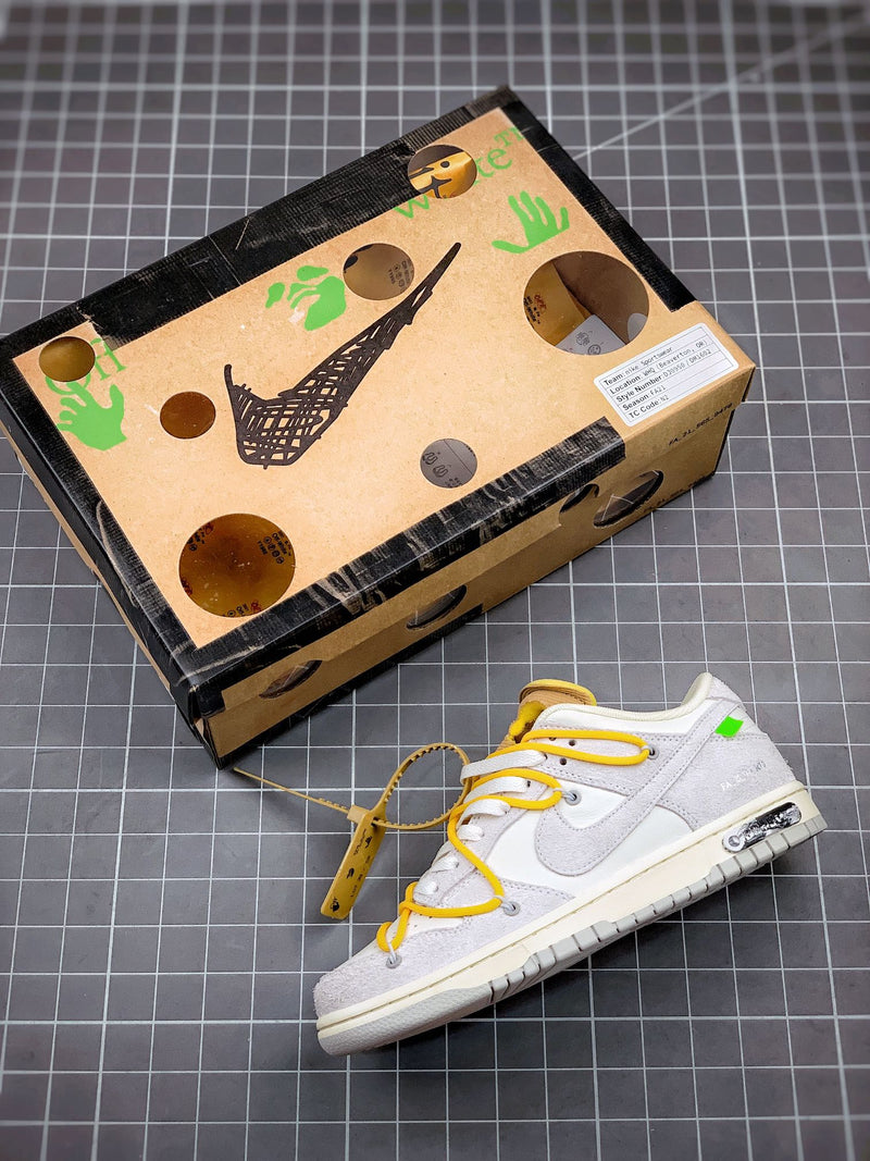 Tênis Nike SB Dunk Low x Off-White 'The 50 - Yellow' - Rei da Pelada