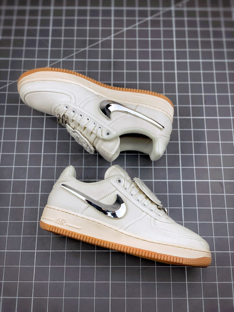 Tênis Travis Scott x Nike Air Force 1 Low 'White Sail' - Rei da Pelada