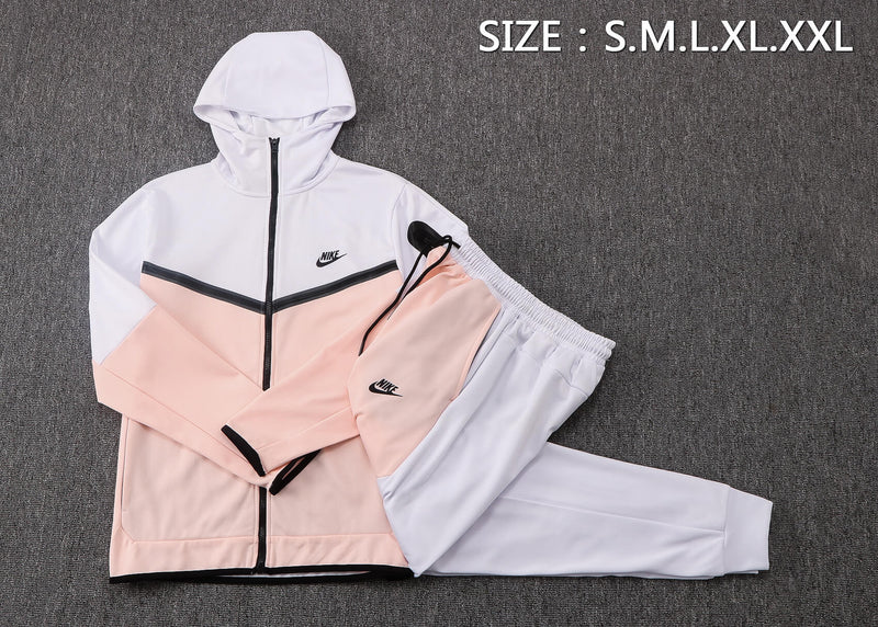 Conjunto Nike Sportswear Tech Fleece - Agasalho e Calça - Branco e Rosa