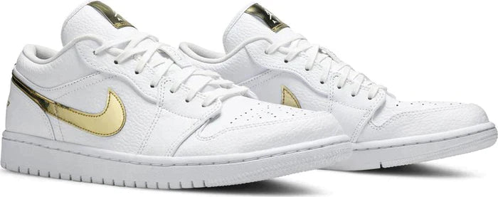 Tênis Nike Air Jordan 1 Retro Low 'White Metallic Gold' - Rei da Pelada