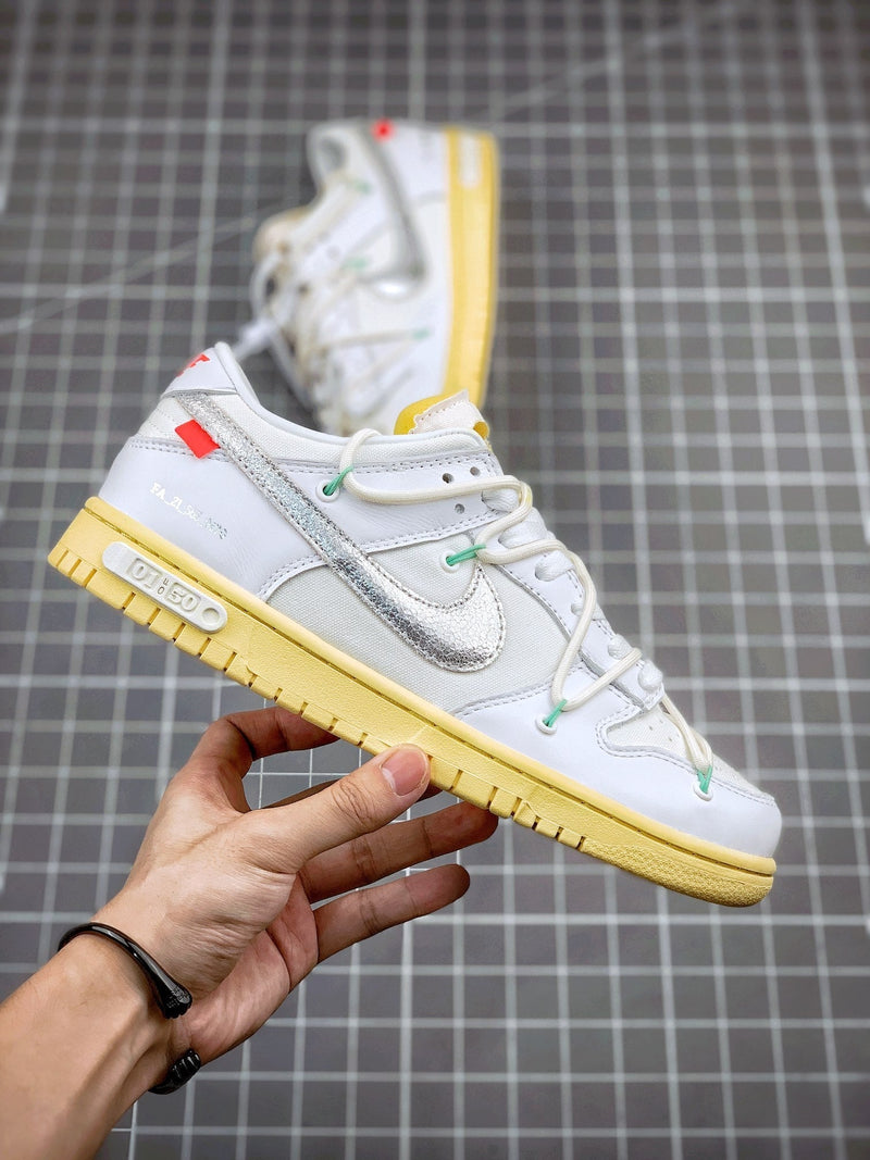 Tênis Nike SB Dunk Low x Off-White 'The 50 - White' - Rei da Pelada