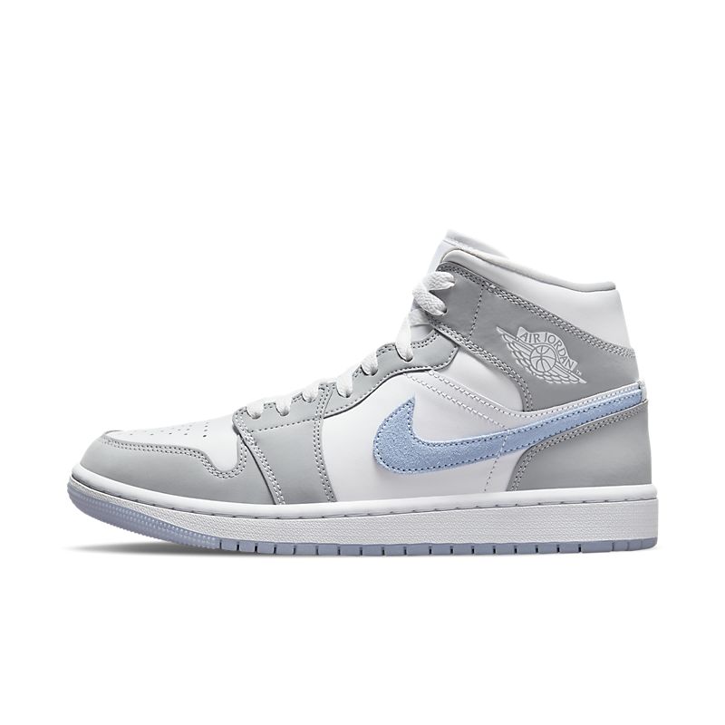 Tênis Nike AIr Jordan 1 Mid Wolf Grey Aluminum - Rei da Pelada