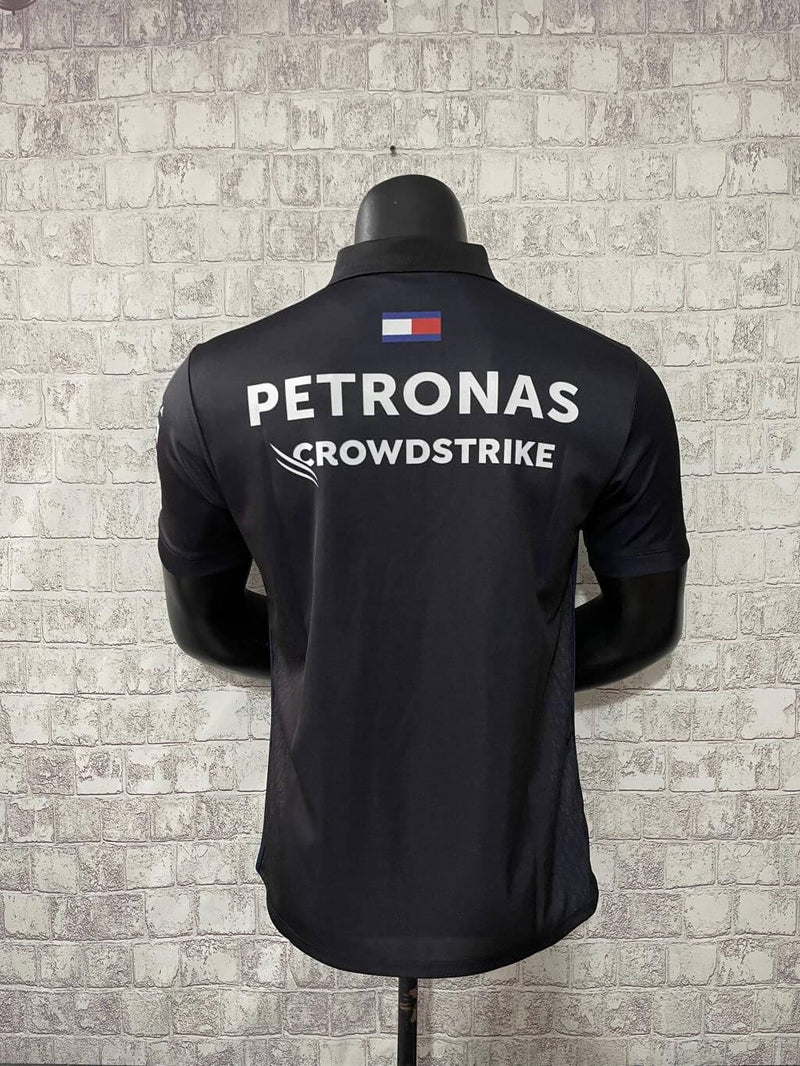 Camisa Mercedes Benz - Preta Gola Polo 2023 - Lewis Hamilton