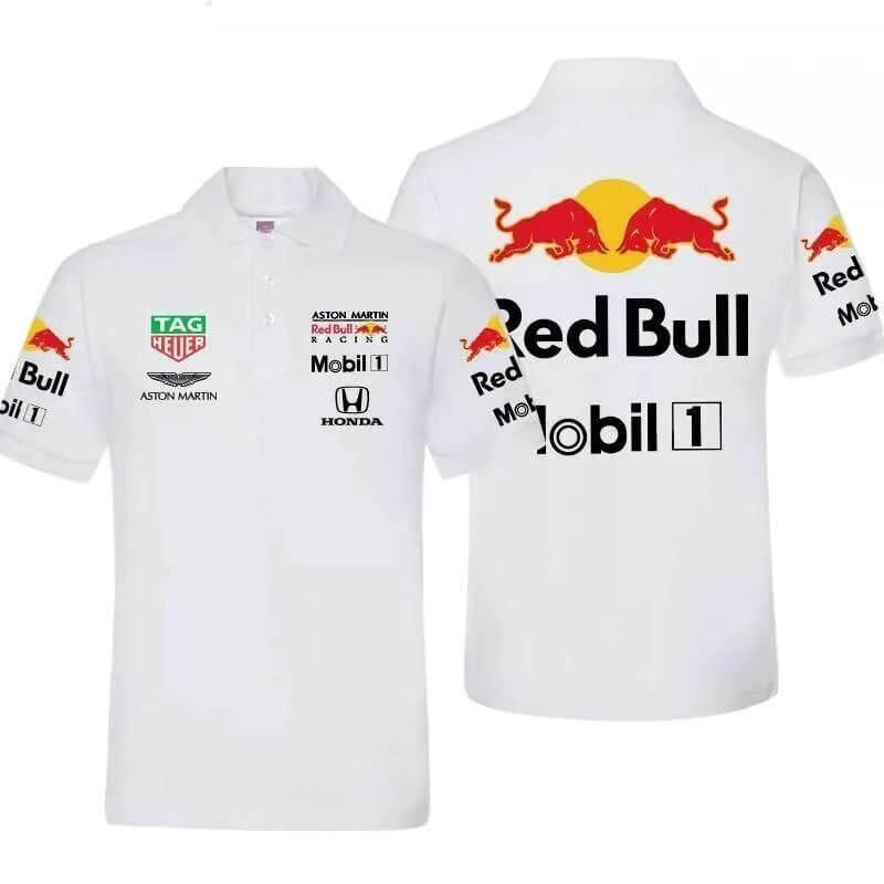 Camisa F1 - Red Bull Racing - Branco Gola Polo - Verstappen