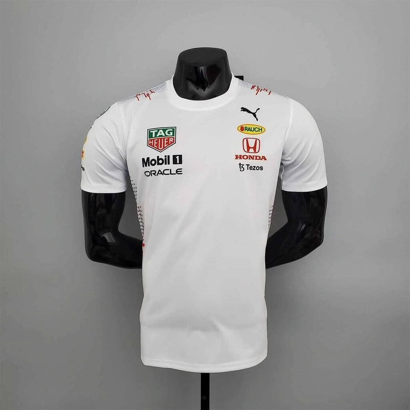 Camisa F1 - Red Bull Racing - Branco Gola Redonda - Verstappen