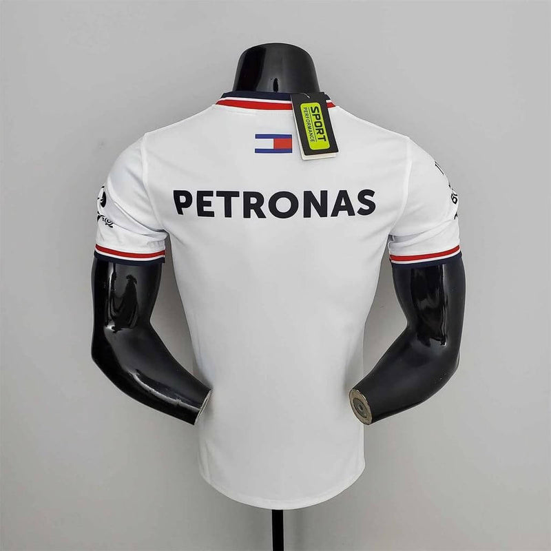 Camisa Mercedes Benz - Branca Gola Redonda 2023 - Lewis Hamilton