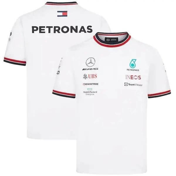 Camisa Mercedes Benz - Branca Gola Redonda 2023 - Lewis Hamilton