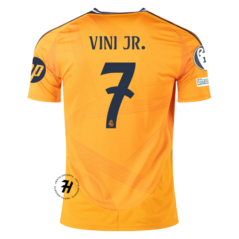 Camisa Real Madrid Away 24/25 - Vini Jr 7 - Com Patchs Champions League - Masculina Torcedor