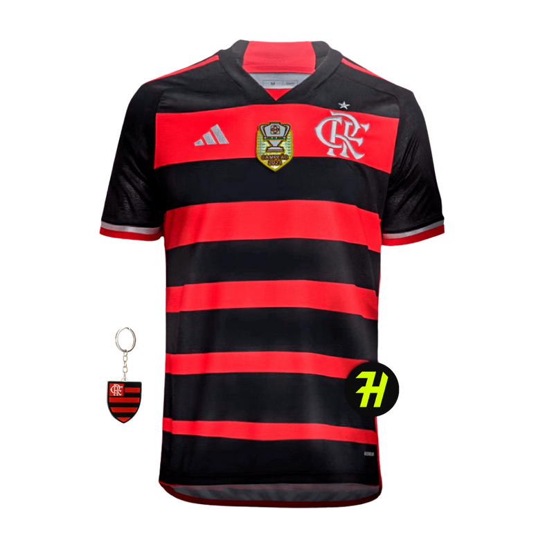 Camisa Flamengo Home 2024/25 + Patch Campeão da Copa do Brasil 2024 + Chaveiro de Brinde