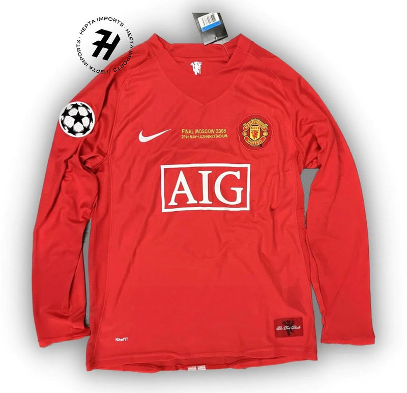 Camisa Retrô Manchester United Manga Longa 2007/08 Home