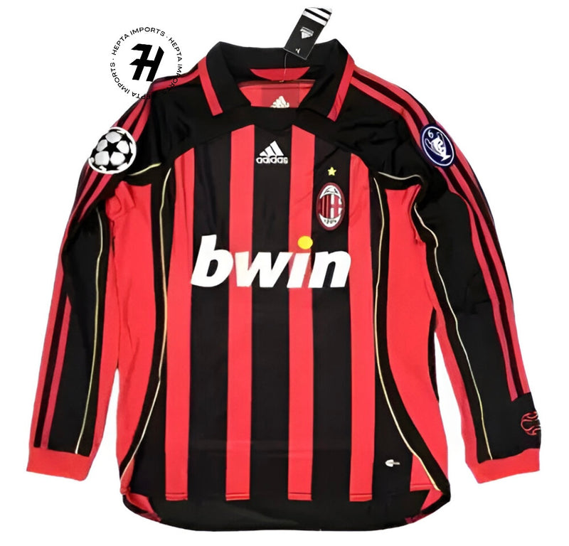 Camisa Milan Home (1) 2006/07 - Adidas Retrô Manga Longa Masculina - KAKÁ 22#