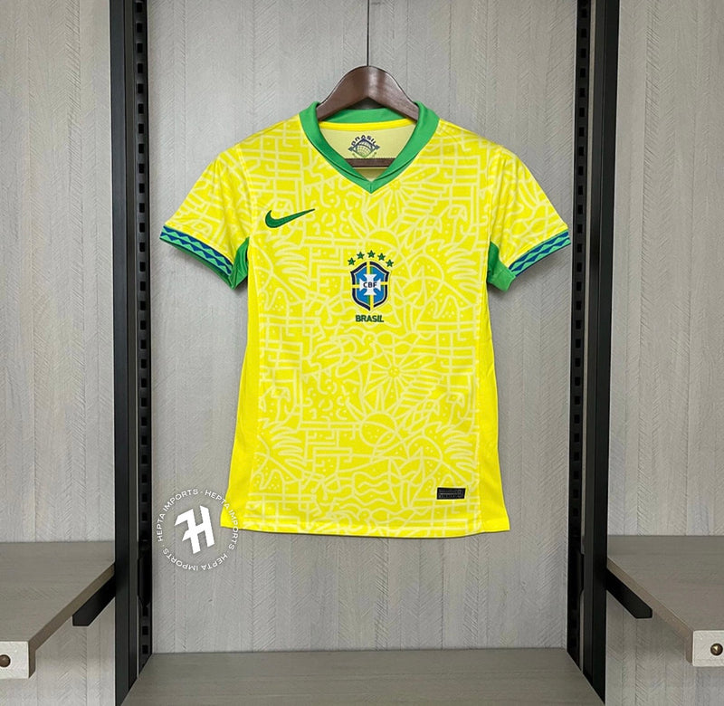 Camisa Feminina Brasil Nike 24/25 Amarela e Verde Baby Look