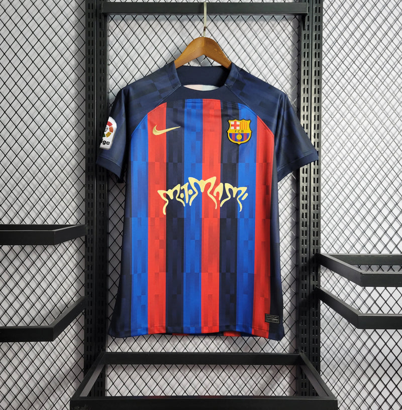 Camisa Barcelona Edição Especial Rosalía Motomami 22/23 Vermelha E Azul Masculina