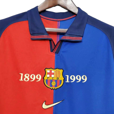 Camisa Barcelona 100 Anos Retrô 1999 Azul e Grená - Nike