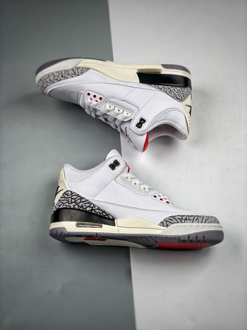 Tênis Nike Air Jordan 3 White Cement Reimagined" - Rei da Pelada