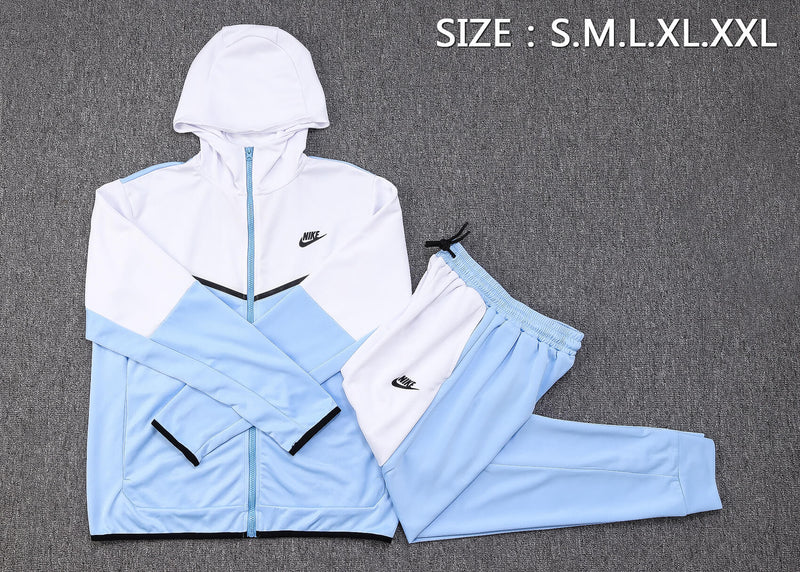 Conjunto Nike Sportswear Tech Fleece - Agasalho e Calça - Azul e Branco