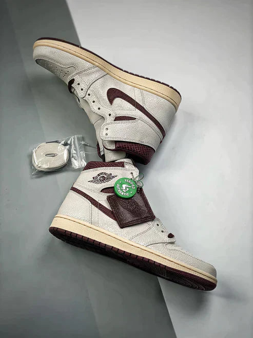 Tênis Nike x A Ma Maniere Air Jordan 1 High "Sail and Burgundy" - Rei da Pelada