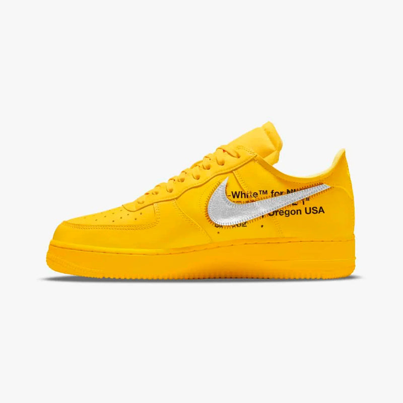 Tênis Nike Air Force Low x Off-White 'ICA University Gold' - Rei da Pelada