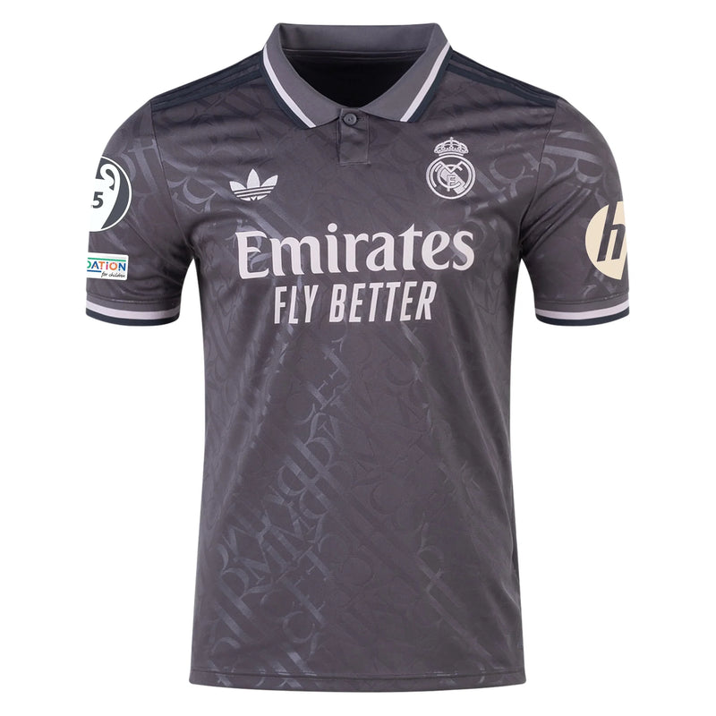 Camisa Real Madrid Third 24/25 - Vini Jr 7 - Com Patchs Champions League - Masculina Torcedor