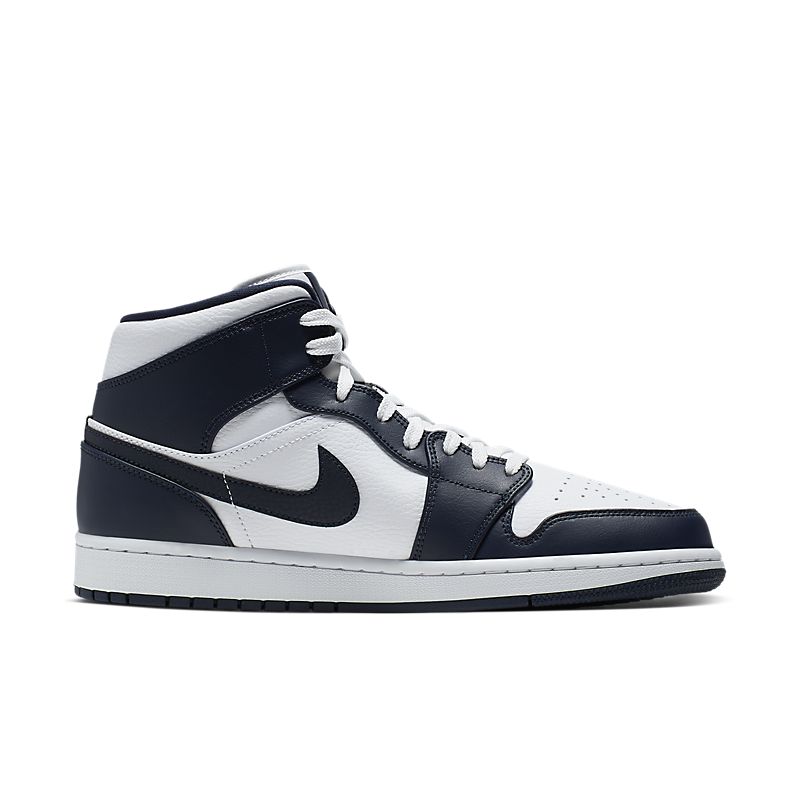 Tênis Nike Air Jordan 1 Mid White Metallic Gold Obsidian - Rei da Pelada